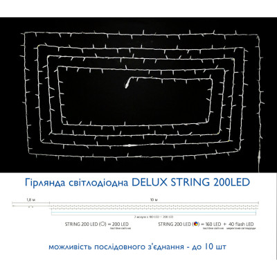 Гірлянда Delux STRING flash 200LED 20 м мульти/білий IP44 EN (90012981) Вінниця - фото 3
