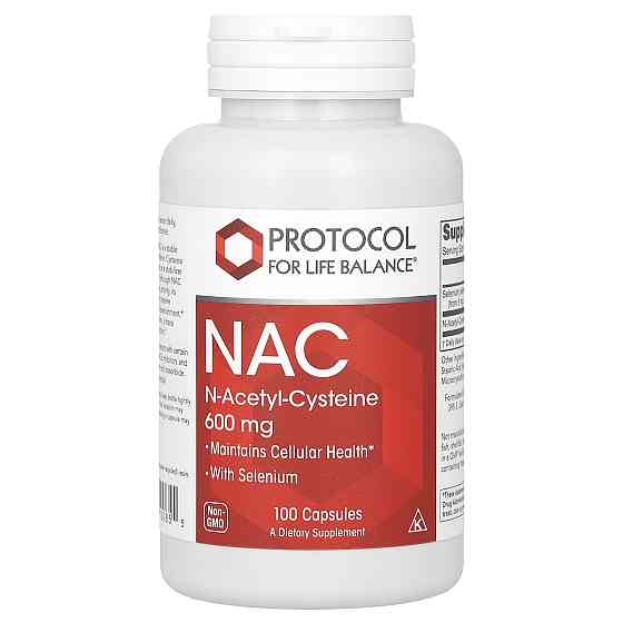 Ацетилцистеин, NAC N-Acetyl-Cysteine, Protocol for Life Balance, 600 мг, 100 капсул Луцьк