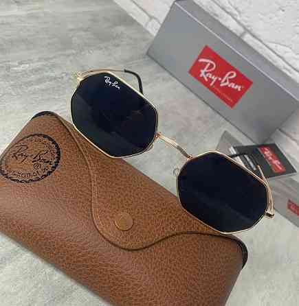 Солнцезащитные очки RAY BAN 3556 OCTAGONAL черный в золоте. Киев