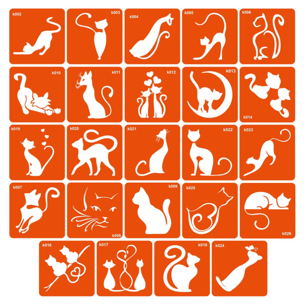 Набор трафаретов для био-тату «K - котики» k-simple_24_1 Винница - изображение 1