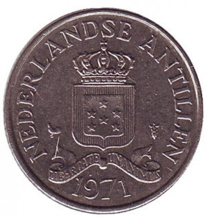 Монета 25 центов, 1970-85 год, Нидерландские Антильские острова. Полтава - изображение 1