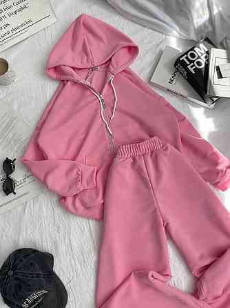 Женский прогулочный оверсайз костюм: кофта на молнии и штаны турецкая трехнить петля Барби Одесса