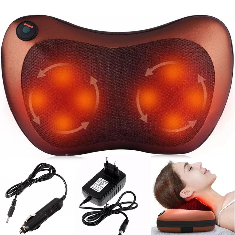 Масажна подушка Massage Pillow 8028 + Подарунок онометр на зап'ястя CK-102S / Роликовий масажер для шиї Київ - фото 2