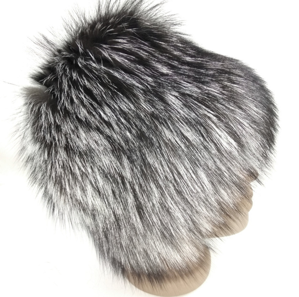 Меховая шапка женская кубанка с чернобурки Барбара Серый Харьков - изображение 3