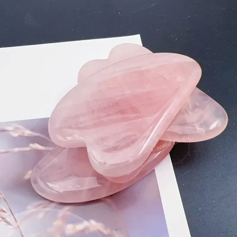 Акупунктурний масажер гуаша з рожевого кварцу у формі серця, 6.3 см. Київ - фото 4