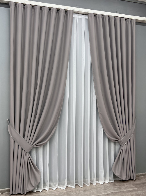 Комплект готових штор VR-Textil Bagema Rvs № 2074ш Попелясто-сірий 150х270 см 2 шт (33-1278) Київ - фото 3