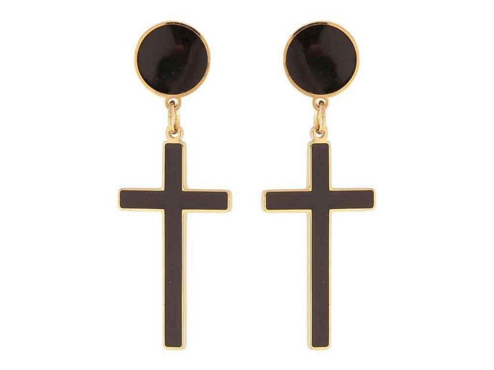 Сережки пусети TTM Stainless Steel 14K Чорні хрестики (335900) 3,8см ТМ XUPING Київ - фото 1