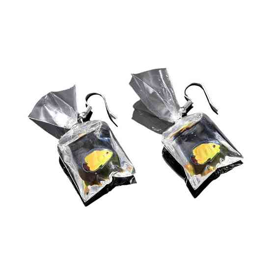 Серьги для детей Рыбки из эпоксидной смолы 27 на 23 мм желтый Киев