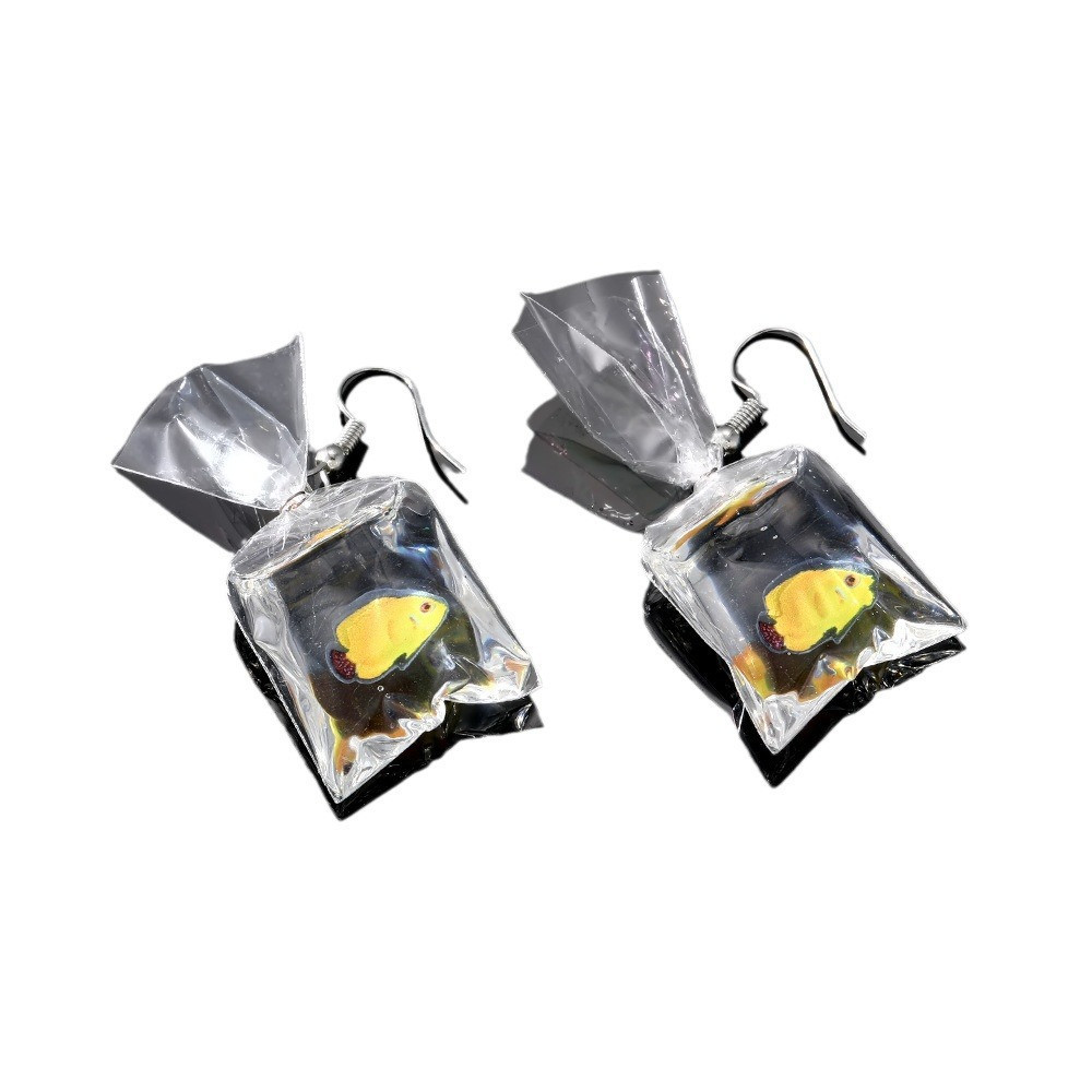 Серьги для детей Рыбки из эпоксидной смолы 27 на 23 мм желтый Киев - изображение 3