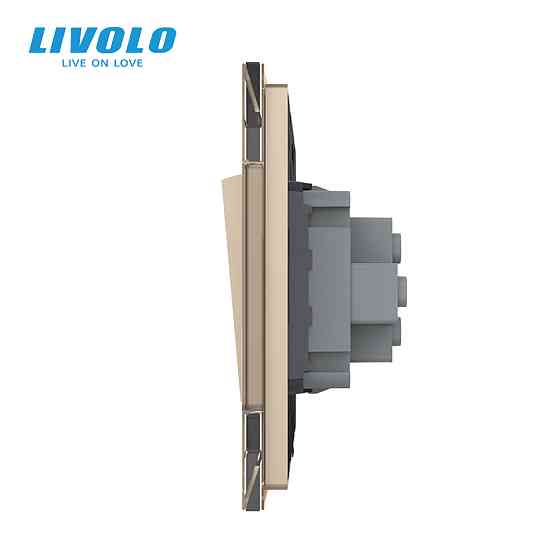 Кнопковий вимикач без фіксації Дзвінковий вимикач Імпульсний вимикач Livolo золото скло (VL-C7FCMH-2AP) Коломыя