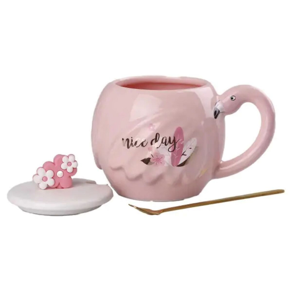 Happy Life Чашка порцелянова Flamingo 500мл з кришкою і ложкою чашки для кави Nice day HPCY8276 Киев - изображение 3