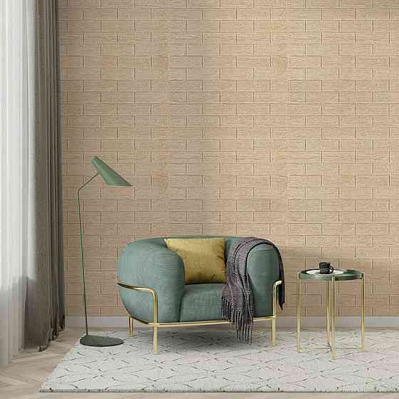 Самоклеющаяся декоративная 3D панель 700x770x5мм Бежевая полоска кирпич (184) SW-00000489 Киев