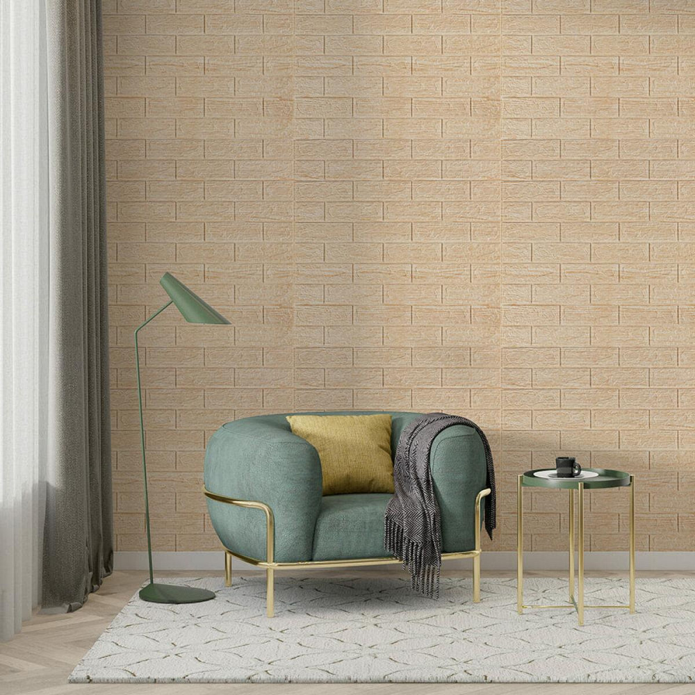 Самоклеющаяся декоративная 3D панель 700x770x5мм Бежевая полоска кирпич (184) SW-00000489 Киев - изображение 5