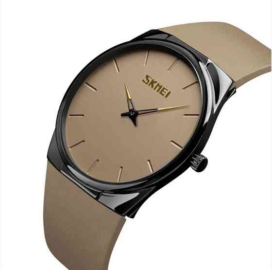 Наручные классические часы Skmei 1601S коричневые Винница