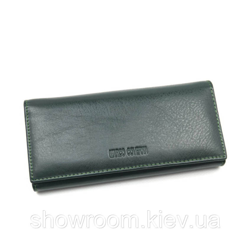 Жіночий шкіряний зручний гаманець Marco Coverna (051) темно зелений Київ - фото 4