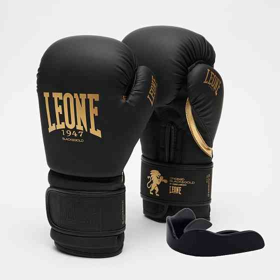 Боксерские перчатки Leone GN059D Black/Gold 10 унций (капу в комплекте) Киев