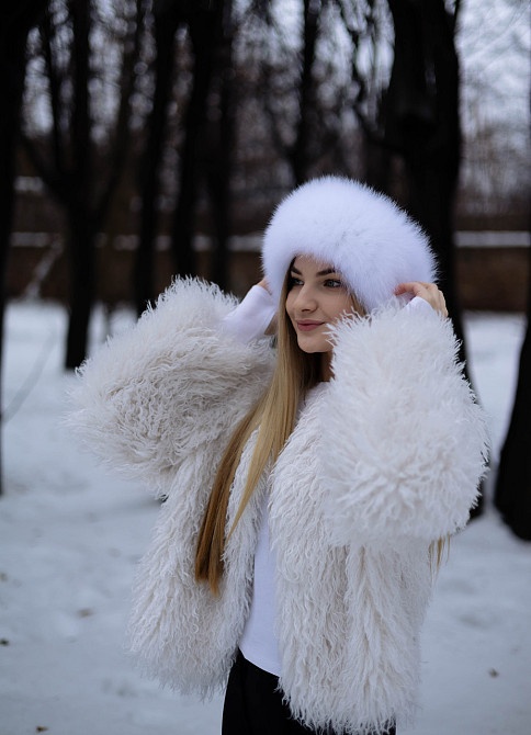 Меховая повязка на голову женская песцовая Белый Харьков - изображение 10