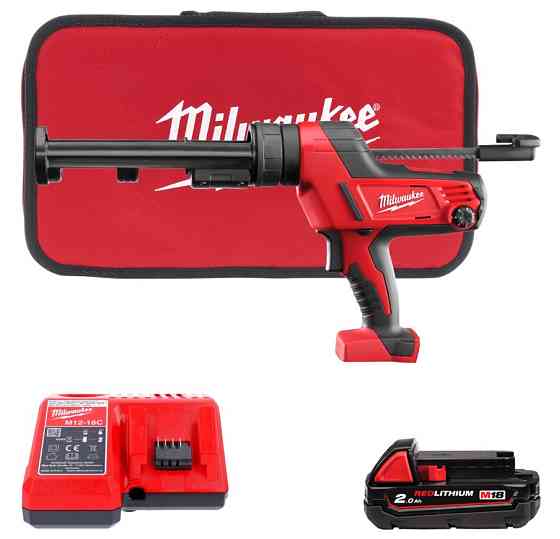 Пістолет для герметиків акумуляторний MILWAUKEE, C18 PCG/310C-201В, 310мл (+тримач картріджа, в сумці для Одеса