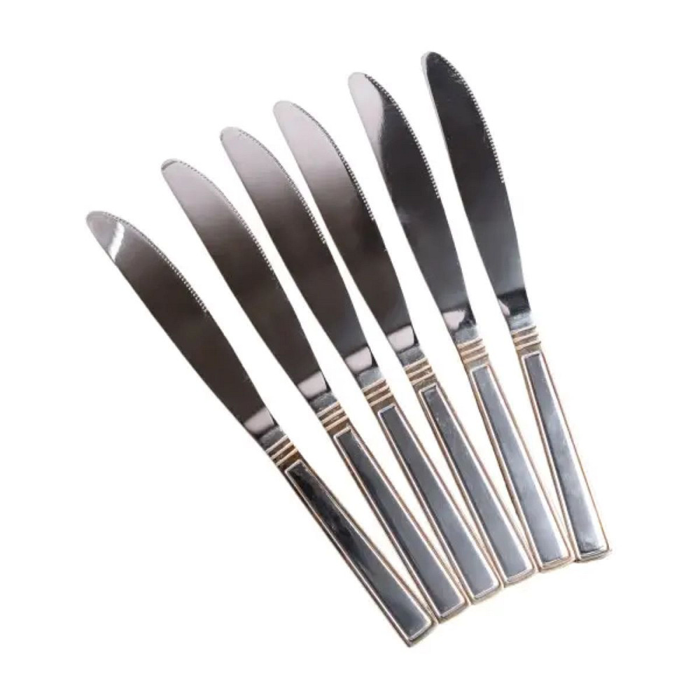 TS Kitchen Набір столових ножів 6 шт нержавіюча сталь хром із золотом Київ - фото 2
