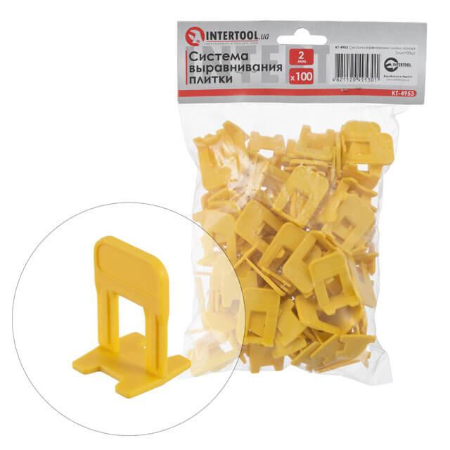 Система вирівнювання плитки, основа, 2 мм, 100 шт. INTERTOOL KT-4953 Київ - фото 1