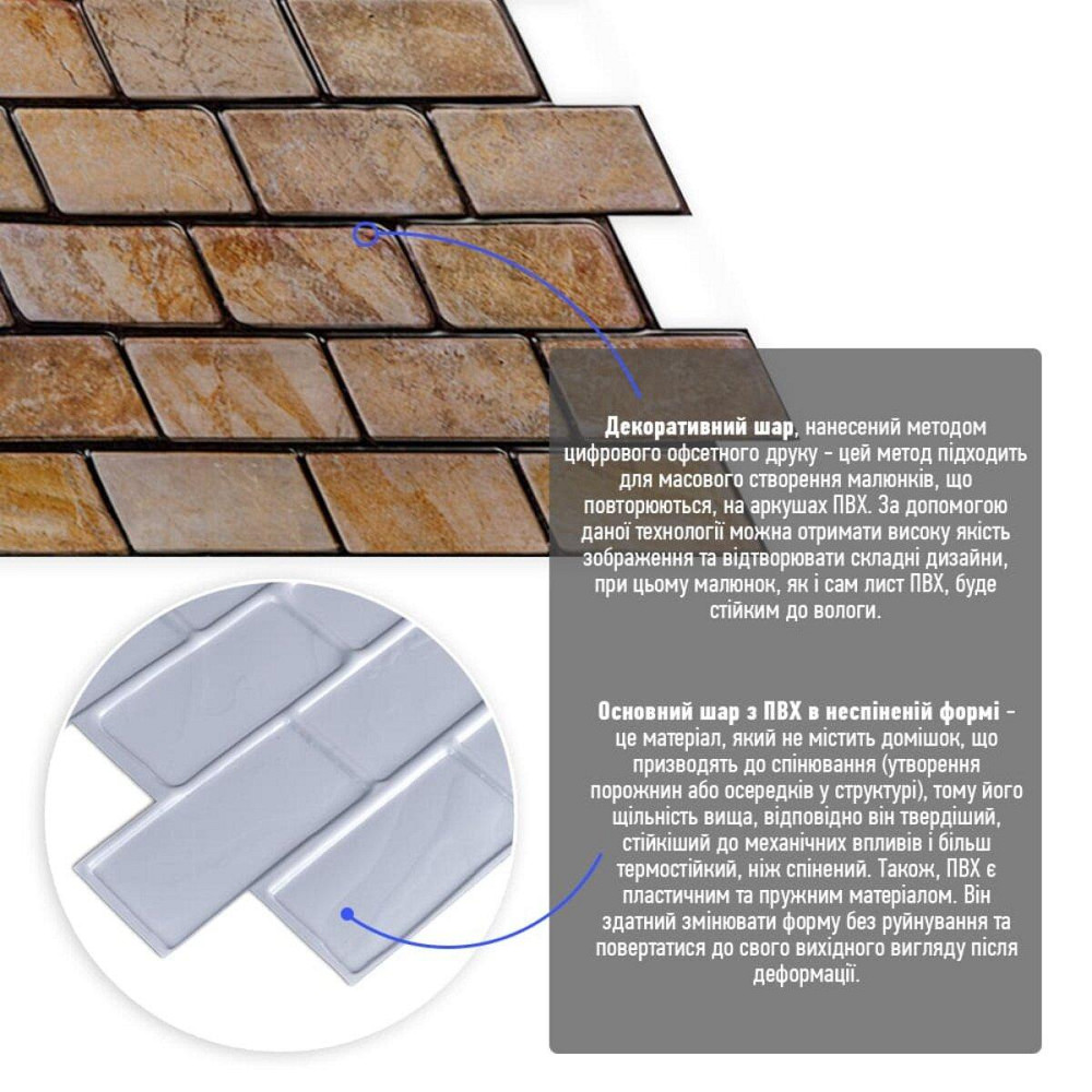 Декоративная ПВХ панель кирпич 960х480х4мм Коричневый мрамор SW-00001428 Киев - изображение 2