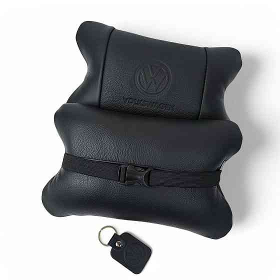 Набір шкіряних подушок 2шт - Volkswagen на підголовник у машину, UK-887 Автомобільна подушка Київ