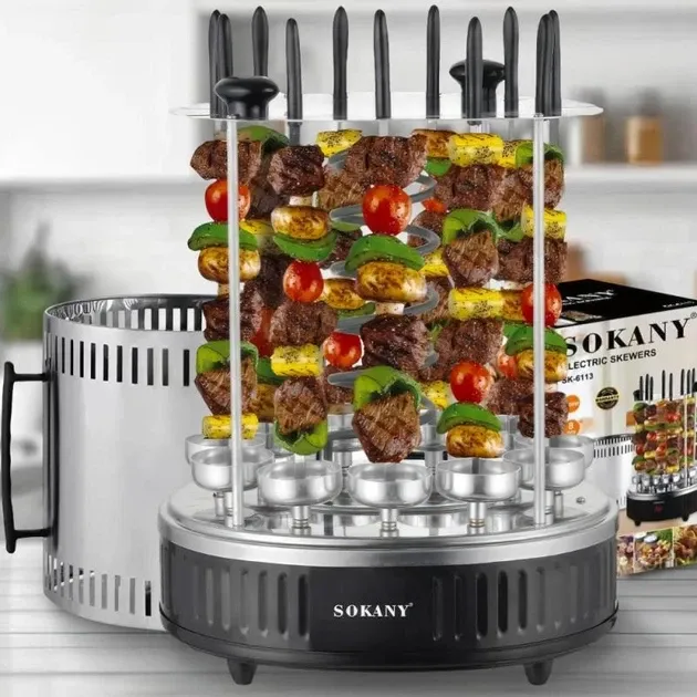 Электрошашлычница SK-6114 1500Вт, 11 шампуров, кварцевый нагрев, быстрый разогрев 10–15 мин, для дома Одесса - изображение 4