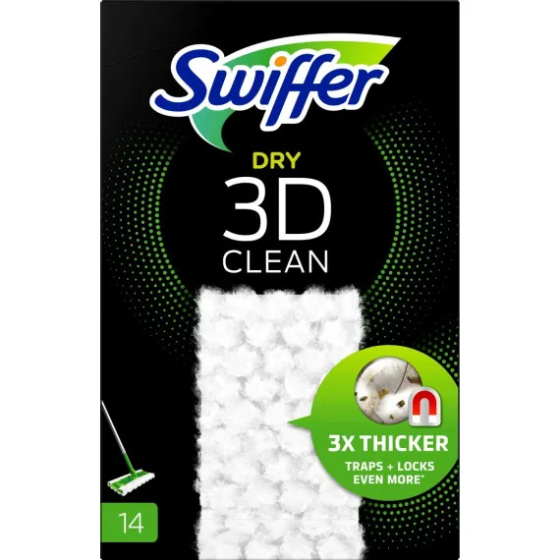 Сухі ганчірки для підлоги 3D Refill Pack Swiffer, 14 шт (Німеччина) Swiffer Trockene Bodentücher 3D  Львів