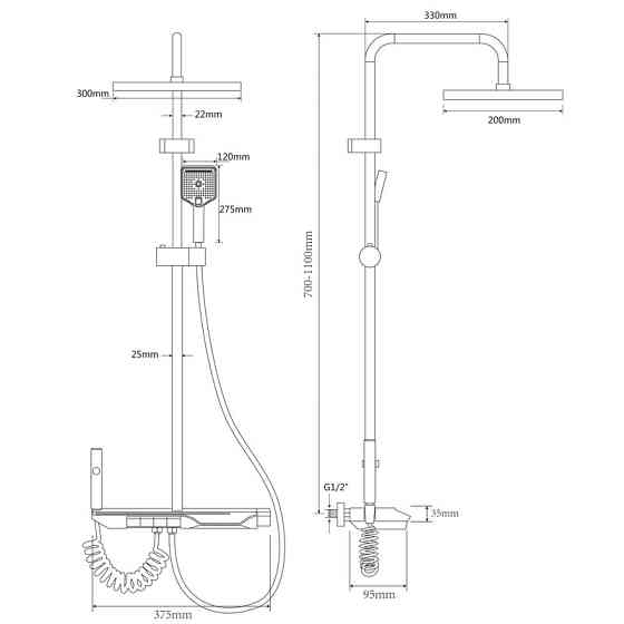 Душова колонна Zerix PBX-009-J з кнопковим змішувачем та 4 режимами подачі води Харків