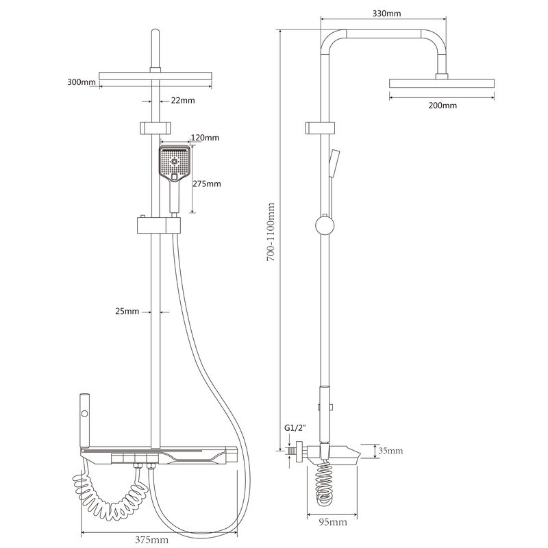 Душова колонна Zerix PBX-009-J з кнопковим змішувачем та 4 режимами подачі води Харків - фото 3