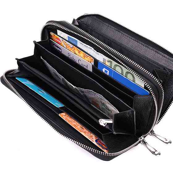 Чоловічий клатч на два відділення з натуральної шкіри ST Leather 22531 Чорний Київ