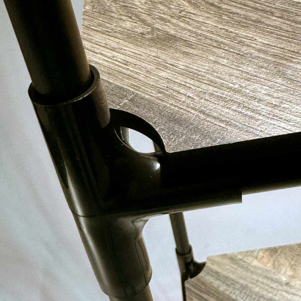 Металева підлогова полиця-стелаж для рослин Troya, Зх рівнева чорна H=1,45м МДФ ламіновані полички Бориспіль - фото 5