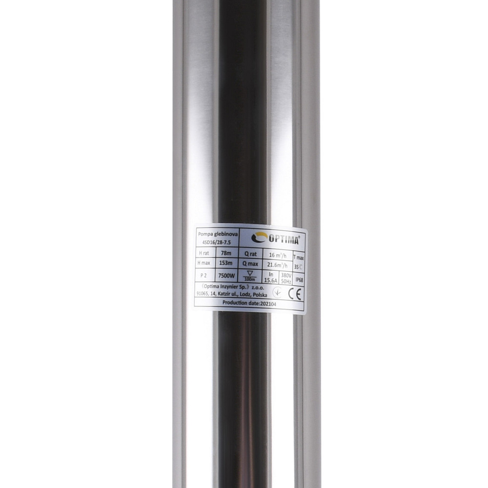 Насос свердловинний з підв, стійк, до піску OPTIMA 4SD16/28 7,5 кВт 153м 3-фазний ( 2 частини ) (000020909) Київ - фото 2