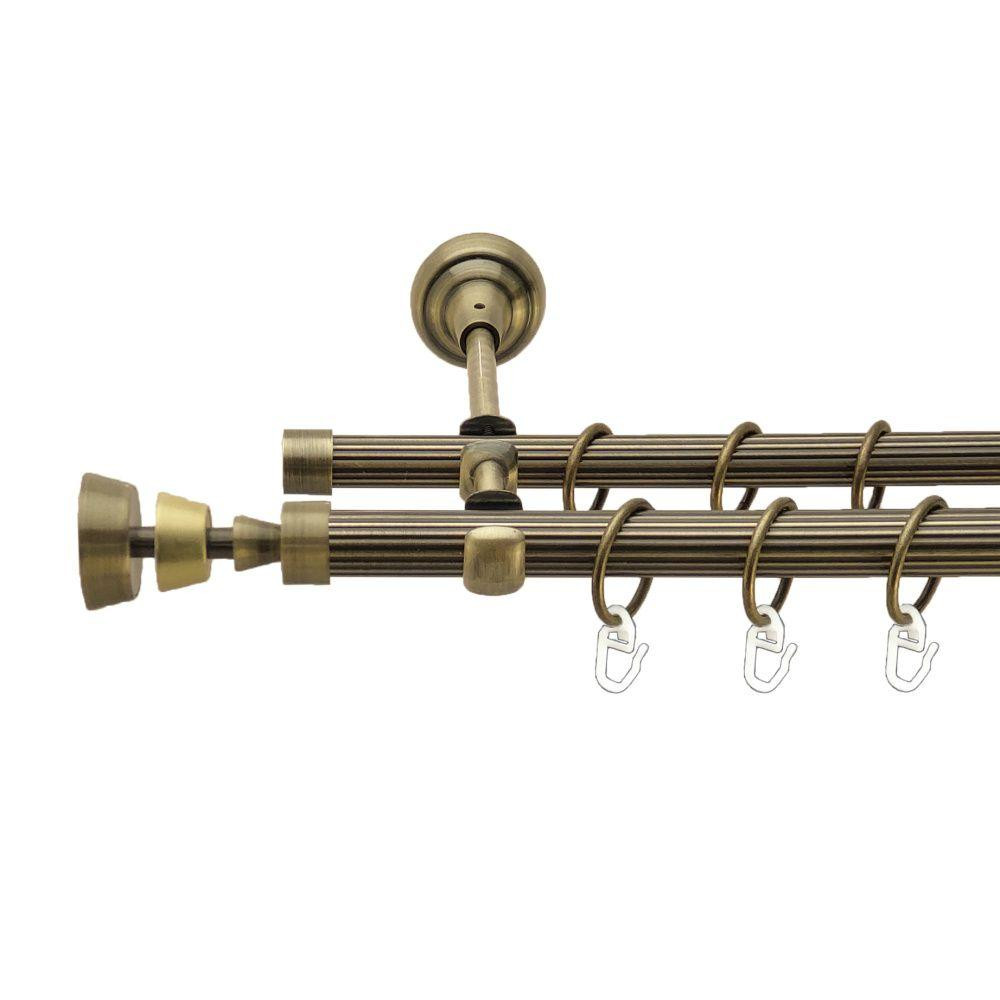 Карниз Orvit Піраміса металевий дворядний відкритий рифлена труба кільце металеве Антик 19\16 мм 200 см (00-00017376) Львів - фото 1