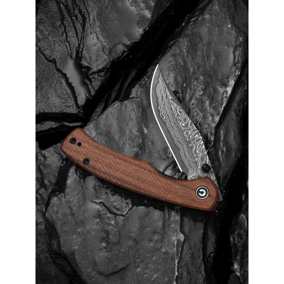 Нож складной карманный Civvi Clingman (7.6 см) Damascus / Guibourtia Wood дерево Киев - изображение 10