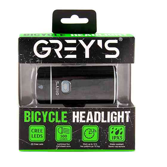 Ліхтарик на велосипед Grey's LED 2xCree XP-G 500lm 1800mAh microUSB Киев