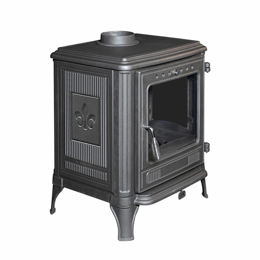 Печь-камин чугунная Hosseven 8005N 7 кВт черная матовая буржуйка на дровах со стеклом верхний или задний дымоход Тернополь - изображение 3