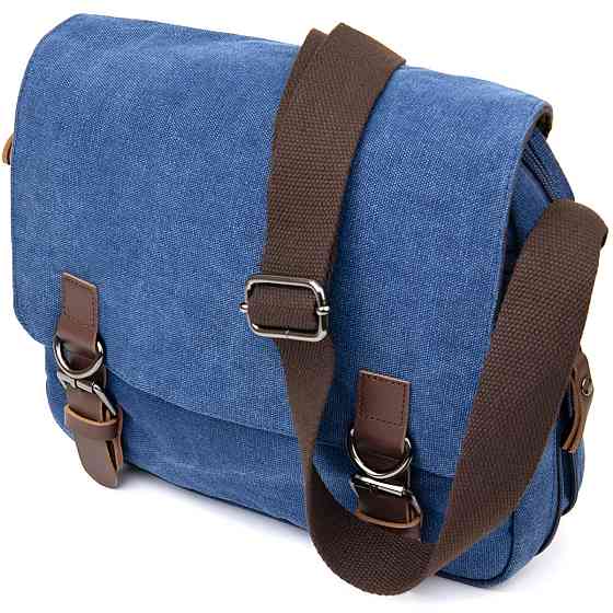 Сумка почтальонка текстильная Синяя (Vintage) Киев