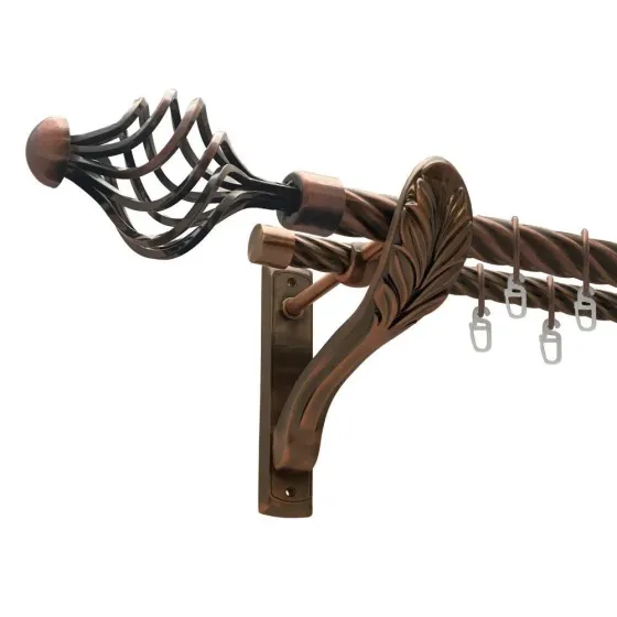 Карниз Orvit Арезо металевий дворядний ретро скручена труба кільце металеве Мідь 25\19 мм 160 см (00-00011589) Львов