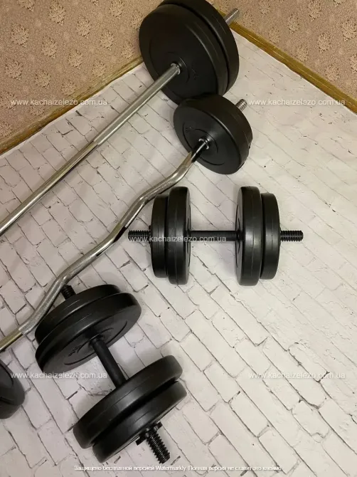 Скамья для жима ReadMeBlack + Штанга 85 кг + 4 грифа Гантели, гири, штанги и диски АВС пластик комплект Киев - изображение 5
