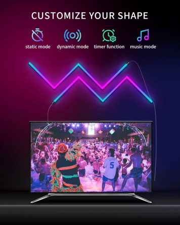 Розумні LED настінні світильники LPMYLMC RGB-IC Glide: 7 сегментів, Синхронізація з музикою, Керування App/Voice (Б/в) Київ