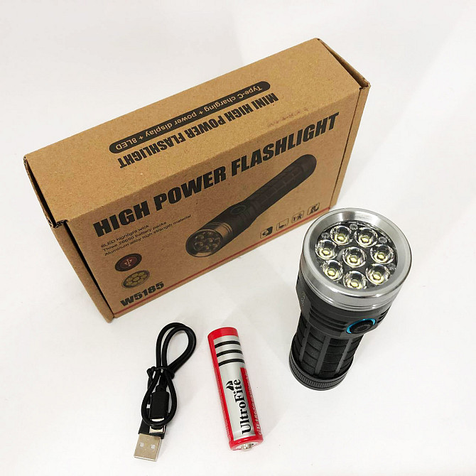 Светодиодный фонарик PLD W5185-8XHP360, Мощный ручной фонарик, Долговечный YZ-718 светодиодный фонарь Киев - изображение 4