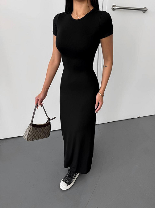 Женское стильное элегантное длинное платье из качественной вискозы Черный, 44/46 Одесса - изображение 1