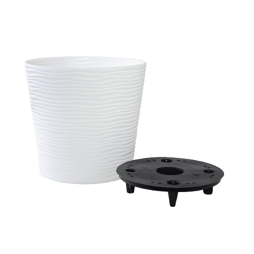 Вазон Ф'южн зі вставкою 16*14,5см низький білий Алеана Житомир - фото 1