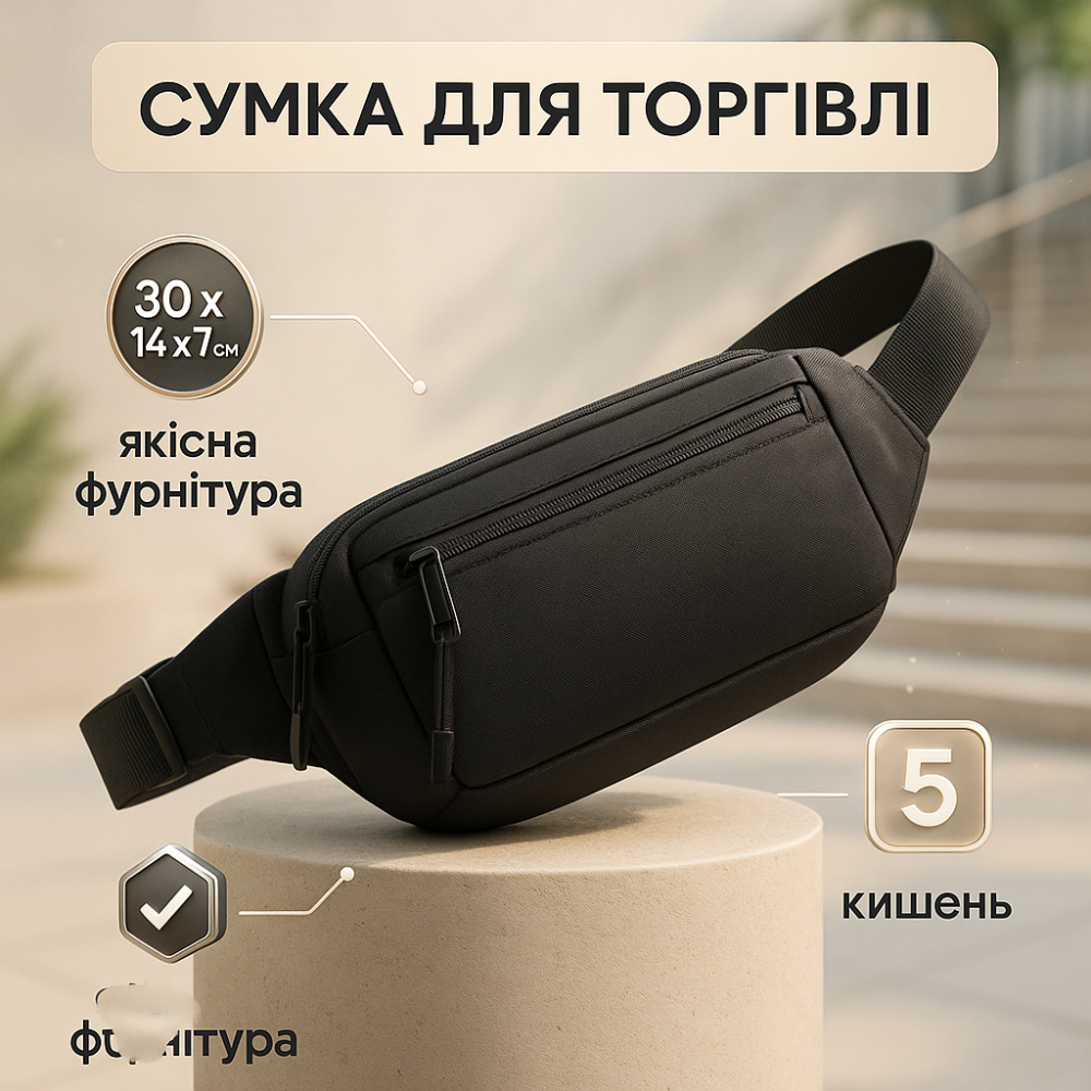 Бананка модна, Чоловіча містка бананка Бананка чоловіча поясна Сумка на пояс нагрудна DE-44 Київ - фото 15