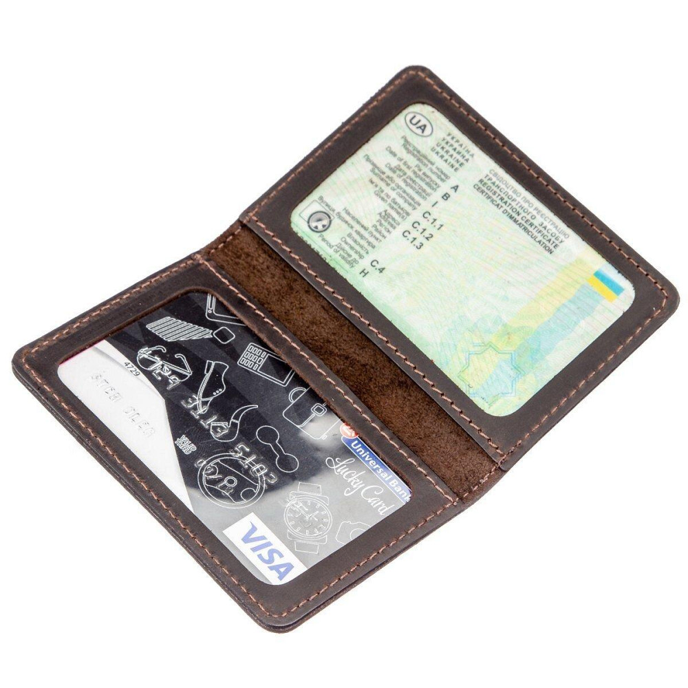 Обкладинка для посвідчення шкіряна Коричнева (SHVIGEL) Київ - фото 4