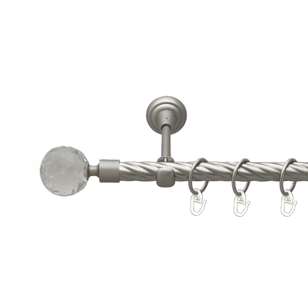 Карниз Orvit Люміера металевий однорядний відкритий скручена труба кільце металеве Сатин 19 мм 160 см (00-00023030) Львів - фото 1