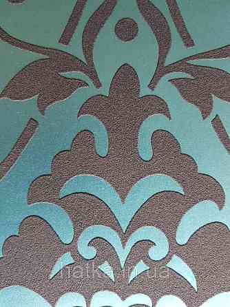 Вінілові шпалери на флізелін AS creation Attractive вензель великий структурний чорний на бірюзовому Київ