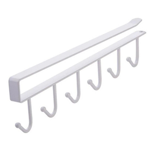 Підвісна вішалка на полицю 6 металевих білих гачків для кухонного посуду чи одягу Київ - фото 1