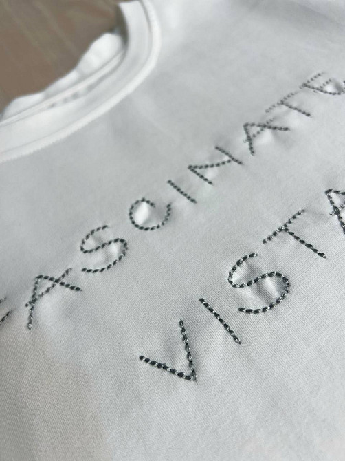 Футболка женская A-N 2632-32 надпись вышивка базовая по фигуре стандарт, белый, one size Киев - изображение 18